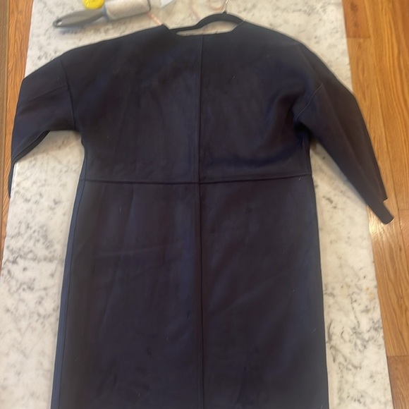 Navy blue and grey reversible suede coat sizes large medium - Picture 7 of 7